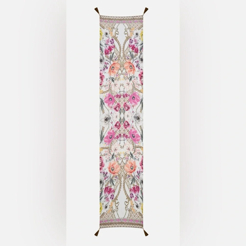 CAMILLA “Destiny Calling” floral silk long scarf boho belt headwrap top